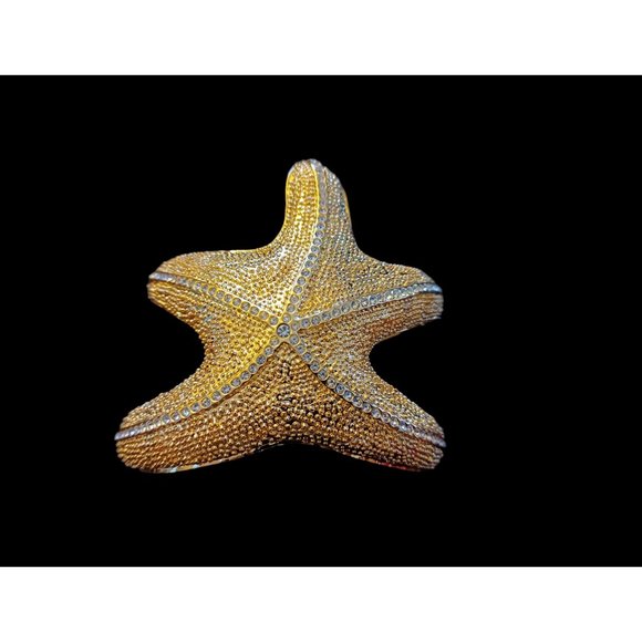 Lilly Pulitzer Starfish Gold Tone Rhinestone Cuff Statement Bracelet 6.25" - Picture 1 of 7